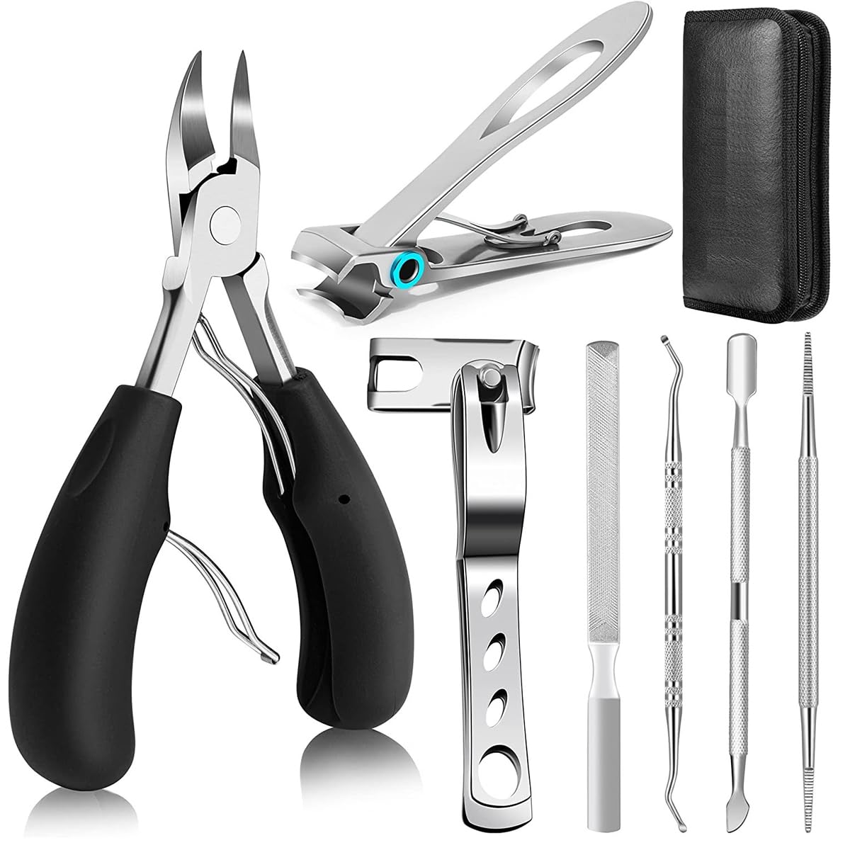 MAYCREATE 7pcs Toenail Clipper Kit for Ingrown Nail Thick Toenails Clipper Kit with Nail File, Rotatable Nail Clipper, Manicure Pedicure Kit Stainless Steel Toe Nail Clipper for Men Women MAYCREATE 7pcs Toenail Clipper Kit for Ingrown Nail Thick Toenails Clipper Kit with Nail File, Rotatable Nail Clipper, Manicure Pedicure Kit Stainless Steel Toe Nail Clipper for Men Women